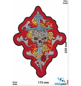 Skull Skull - sword - red  - 23 cm - BIG