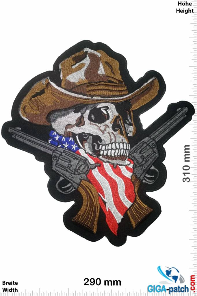 Cowboy Skull Cowboy with 2 Colts- Totenkopf - 24 cm - BIG