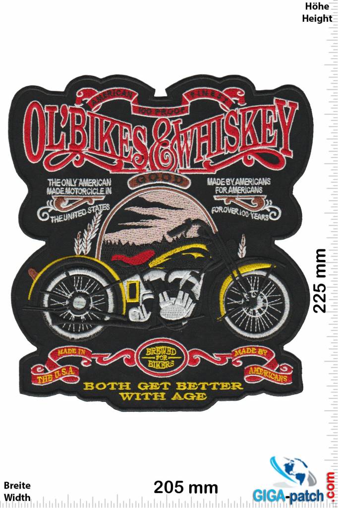 Ol' Bikes & Whiskey  Ol' Bikes & Whiskey - Both get better with Age- 22 cm - BIG