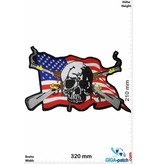 Cowboy Skull Cowboy - USA Flag - old rifles-  32 cm