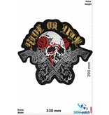 Biker Ride or Die - Skull with rose and revolver - 33 cm - BIG