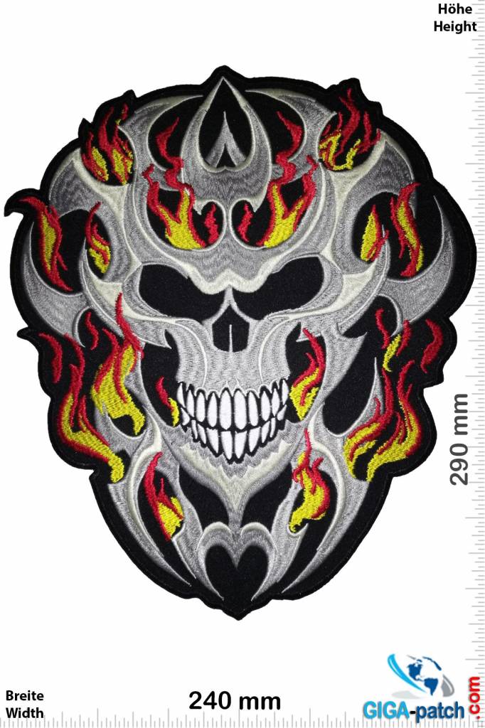 Biker Skull in flames - 29 cm - BIG