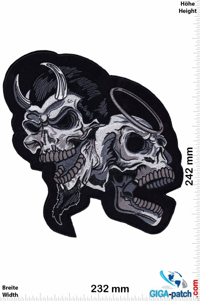 Skull Totenkopf Teufel  Bügelbild Aufbügeln Aufnäher Biker Rocker
