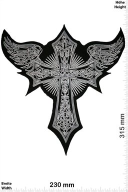 Kreuz - Kruzifix- Angel Wing - black silver- 31 cm