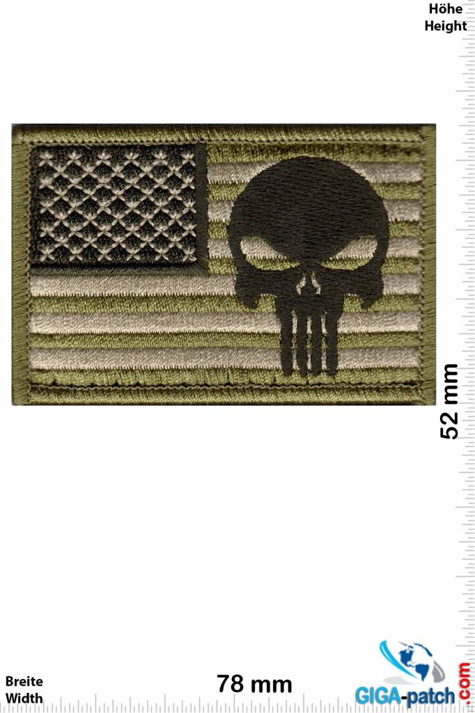 Punisher Punisher - USA -braungold - Klett Patch mit Untergrund - HQ -  Aufnäher Shop / Patch - Shop - größter weltweit - Patch Aufnäher  Schlüsselanhänger Aufkleber