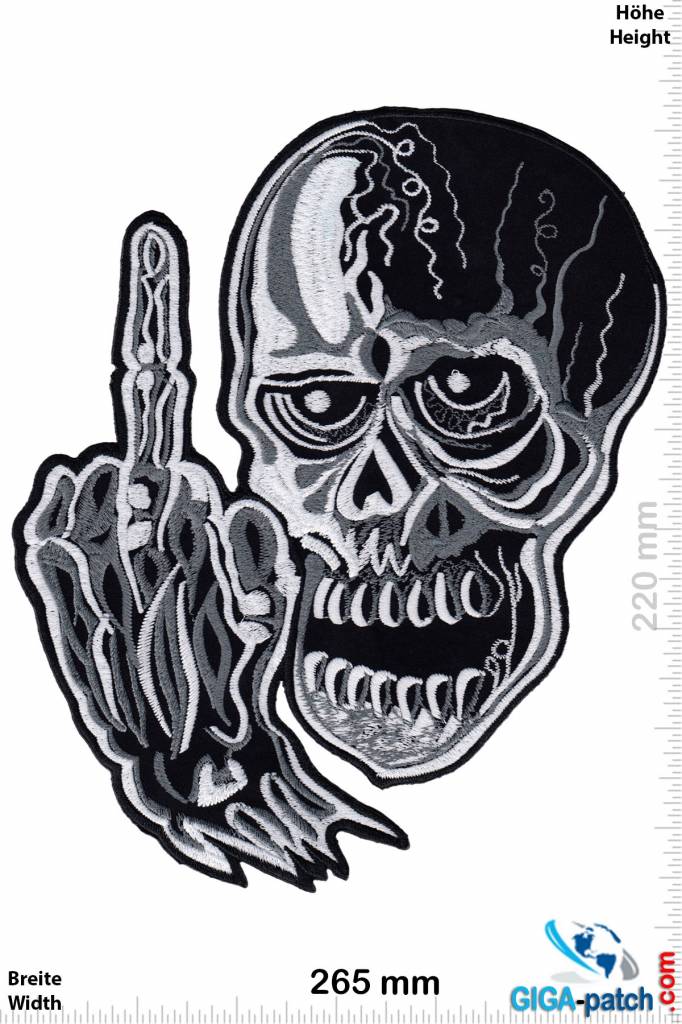 Bikerpatch Fuck You - Skull - 26 cm