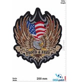 Bikerpatch Proud & Free - Adler USA - 25 cm