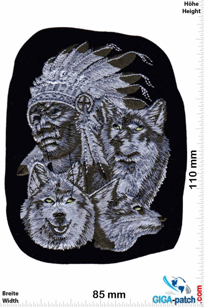 Indianer Indian - Chief with 3 wolves- HQ