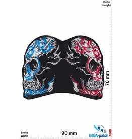 Totenkopf Biker skull - 2 way - red blue - HQ