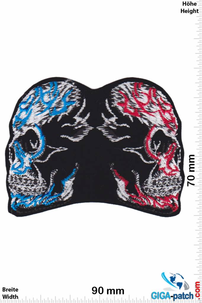 Totenkopf Biker skull - 2 way - red blue - HQ