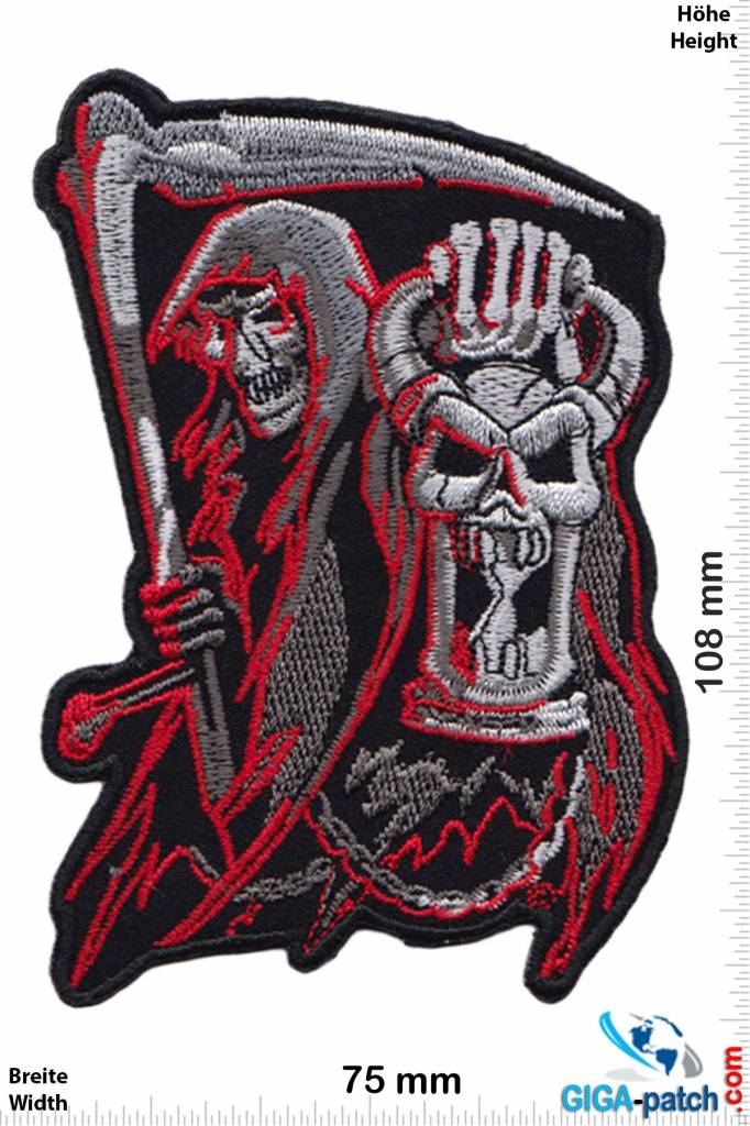 Sensenmann Grim Reaper Red Silver Hq Patch Keychains Stickers Giga Patch Com Biggest Patch Shop Worldwide