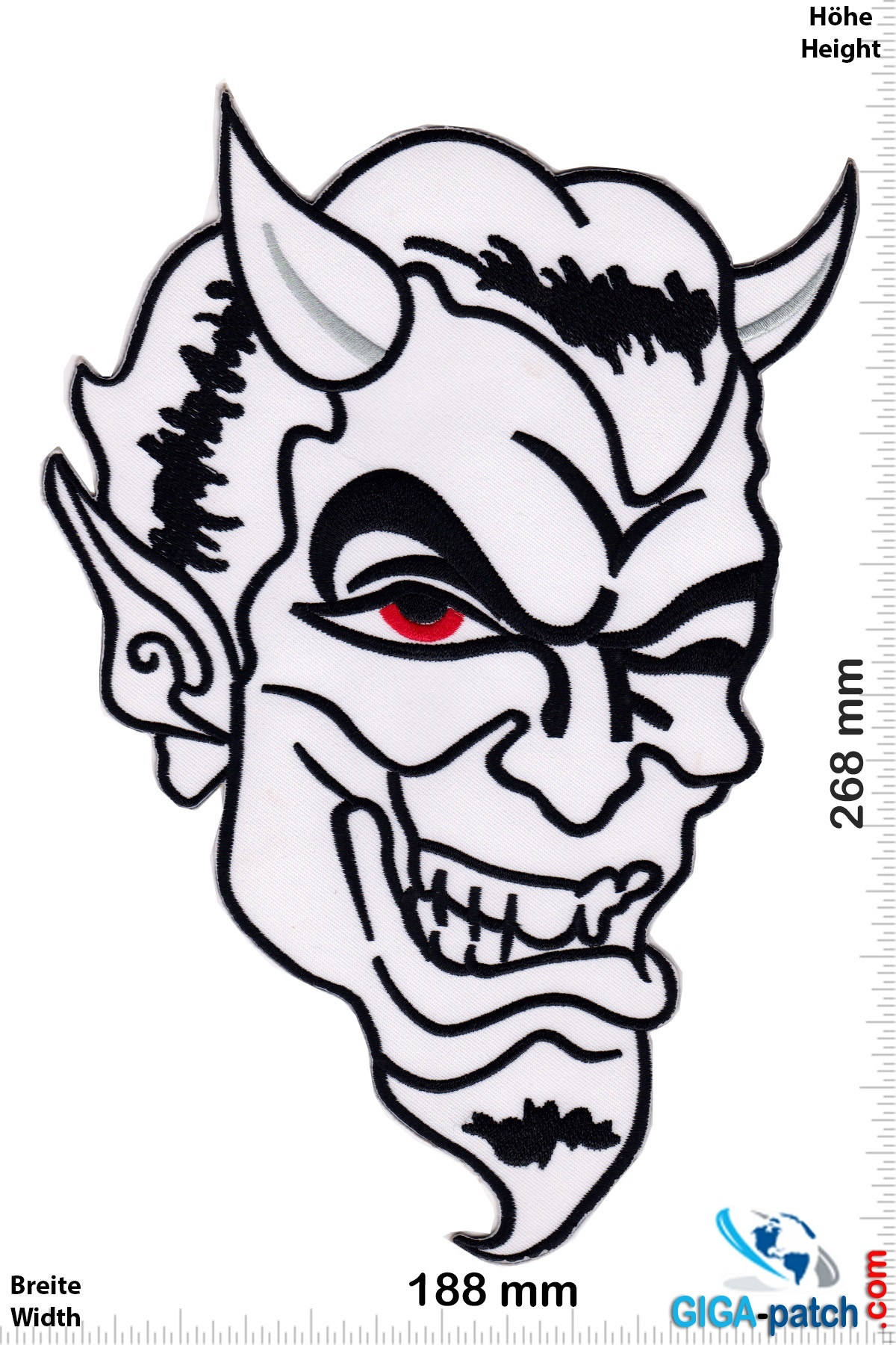 Bikerpatch Devil Skull - white - 26 cm
