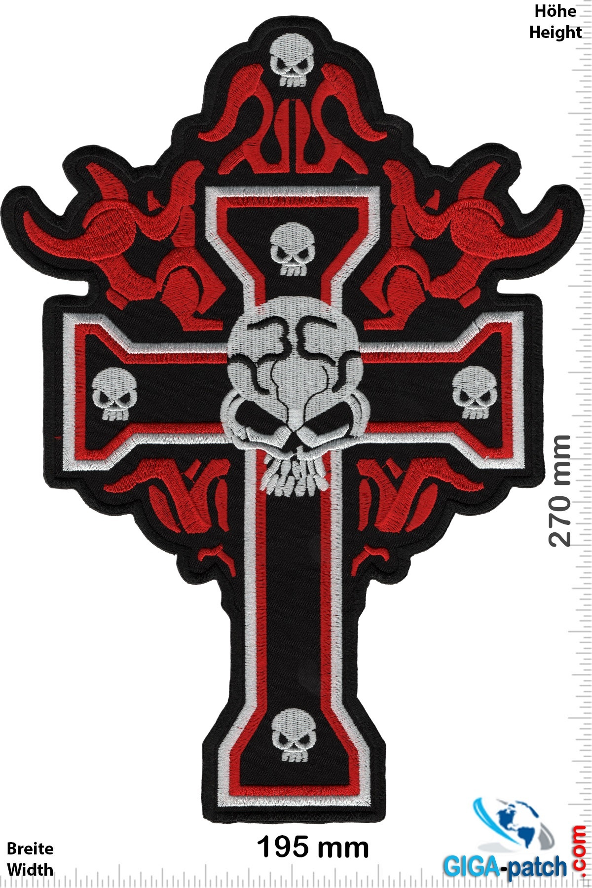 Bikerpatch Cross -   Skull - 27 cm