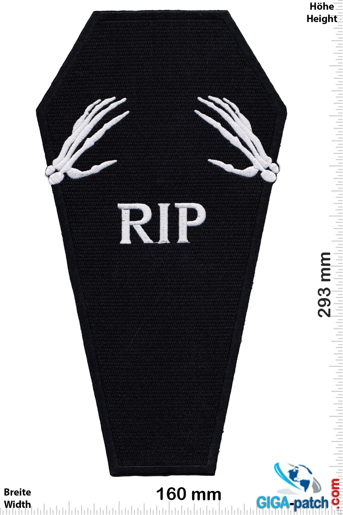 Bikerpatch - Coffin - Sarg - Skull - 29 Cm - Patch Posteriore