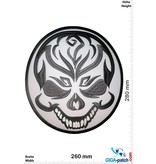 Bikerpatch Clown  Skull - grey  - 28 cm