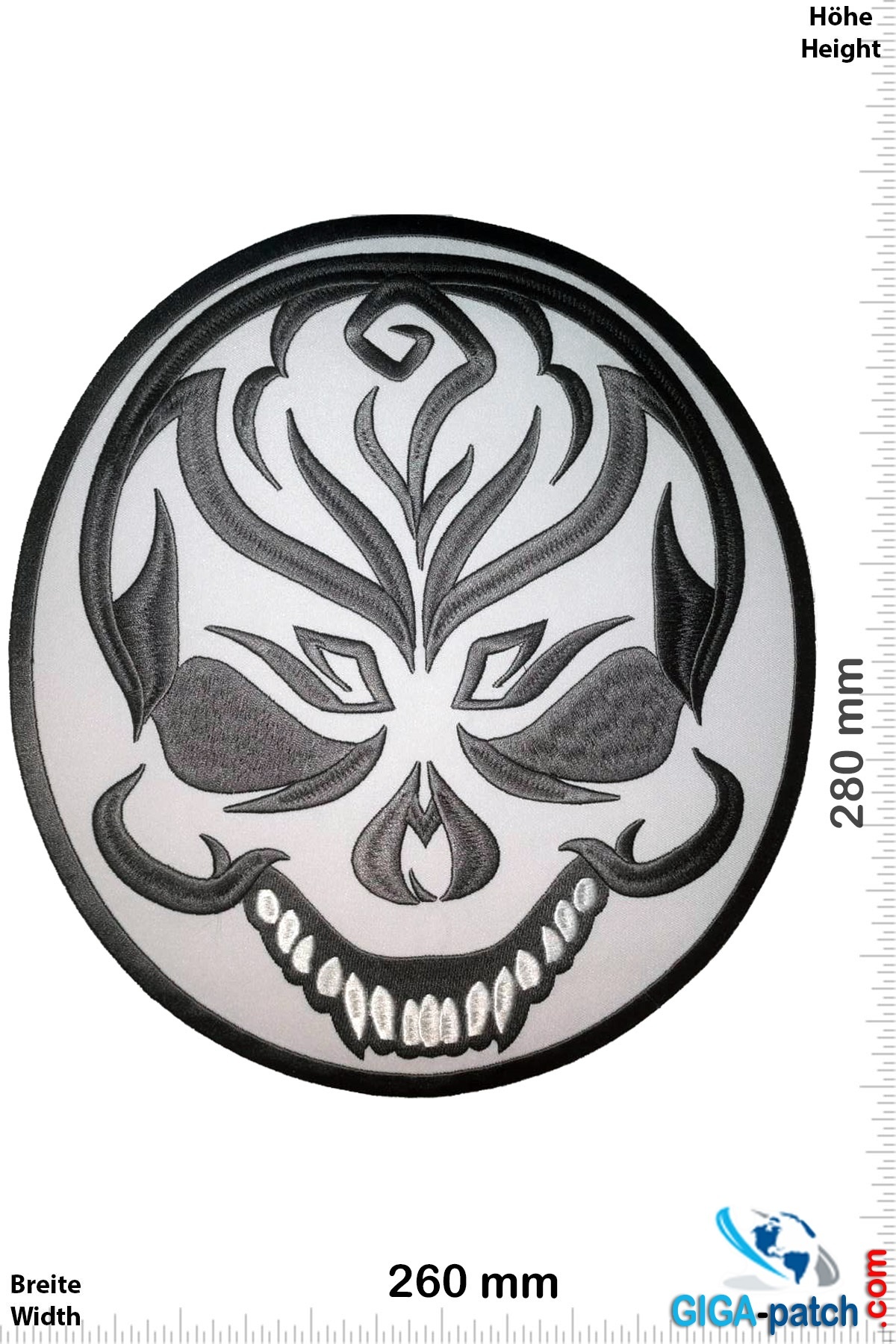 Bikerpatch Clown  Skull - grey  - 28 cm