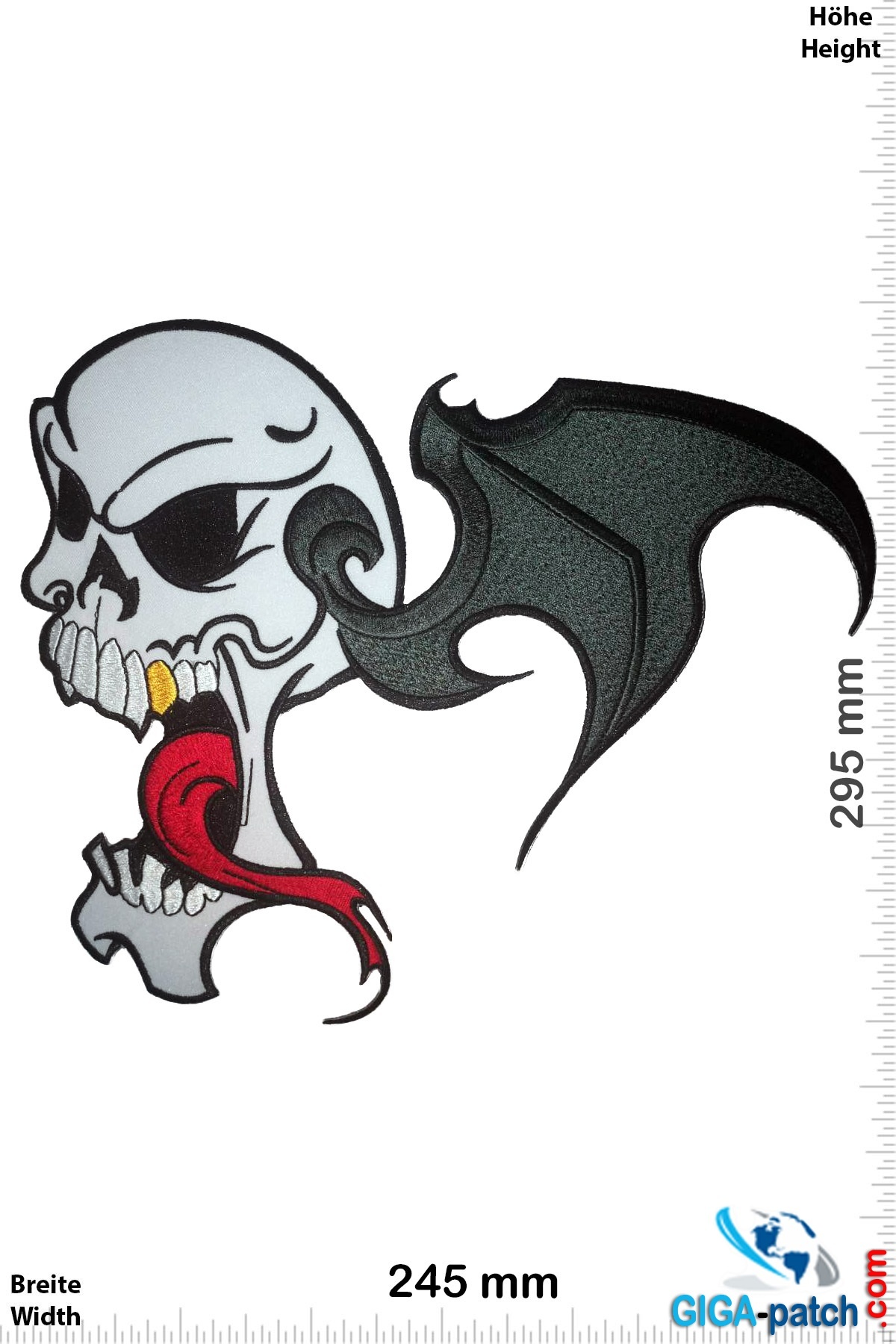 Bikerpatch Bat  Skull - 29 cm