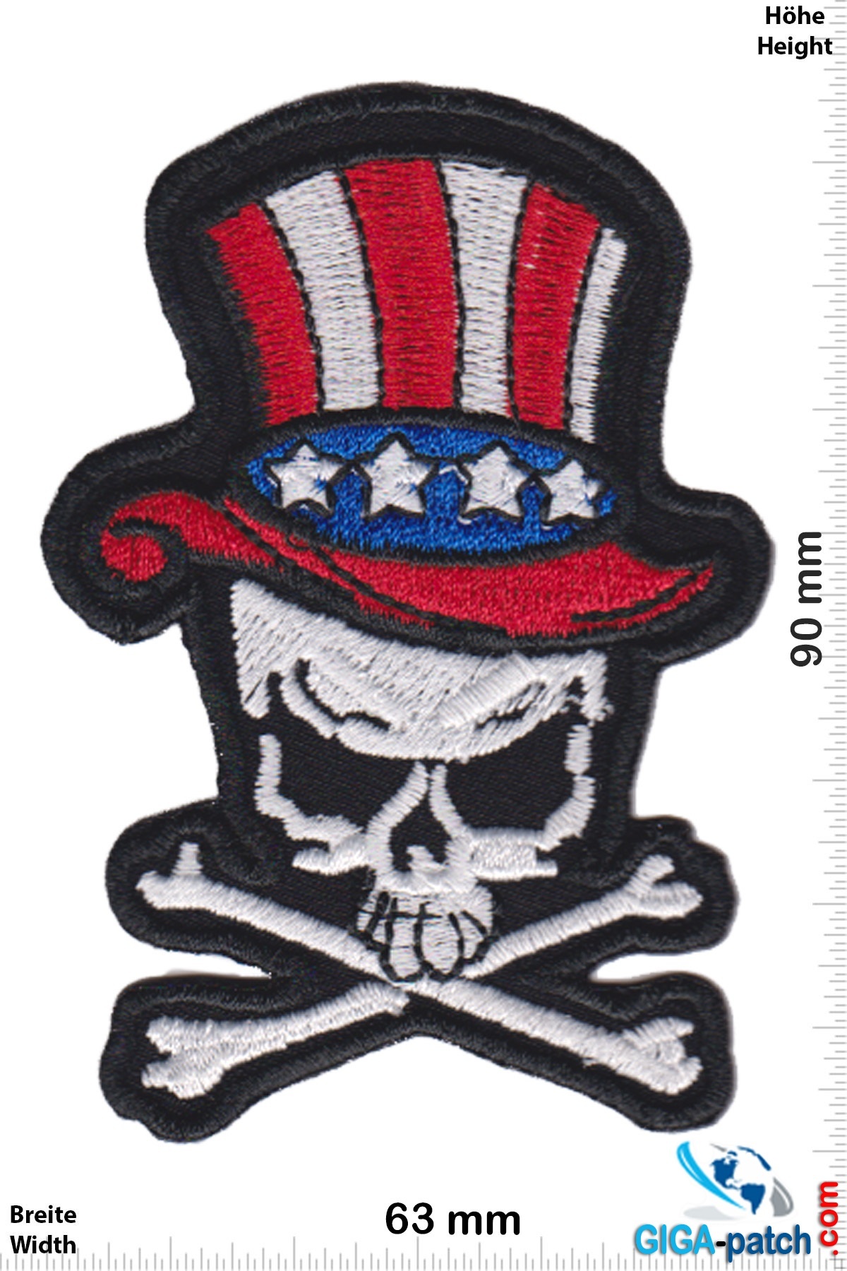 Totenkopf - Skull USA cylinder - Patch - Back Patches - Patch Keychains  Stickers -  - Biggest Patch Shop worldwide