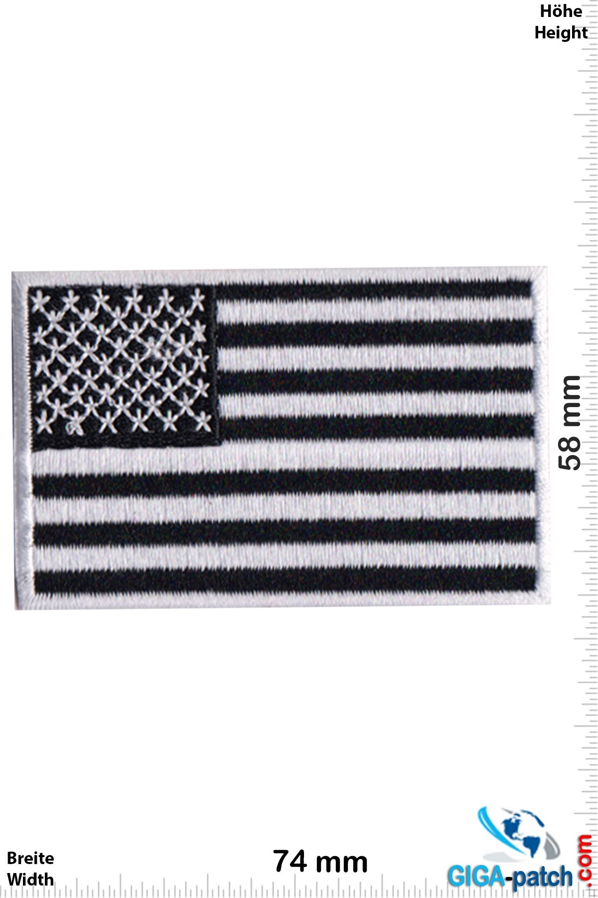 USA - USA - Flagge - United States of America - black white- Patch ...