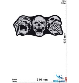 Totenkopf Skull - 3 monkeys - do not hear hear talk - 31 cm