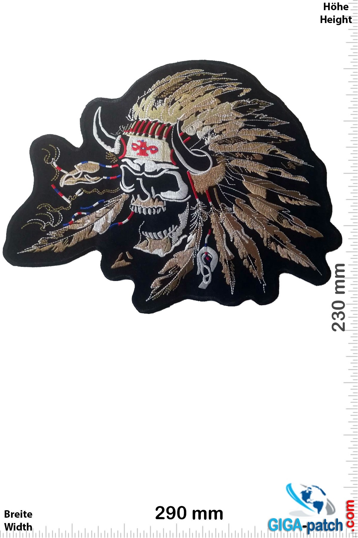 Totenkopf Skull Indian - Totenkopf Indianer Häuptling  - 25 cm - BIG