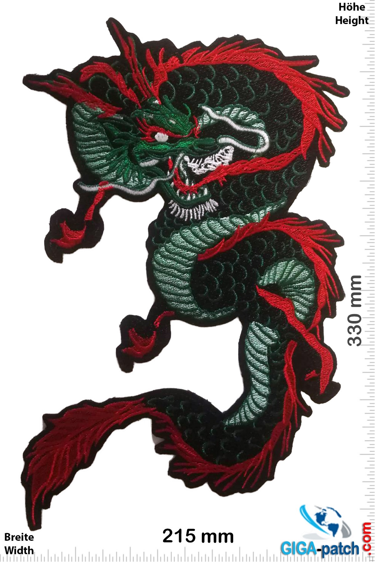 Drachen Drachen - Dragon - grün rot  - 33 cm