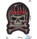 Cafe Racer Skull - Helmet in Flame - Cafe -Racer - 25 cm