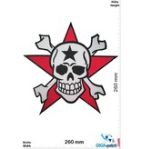 Totenkopf Skull - red Star  - 26 cm