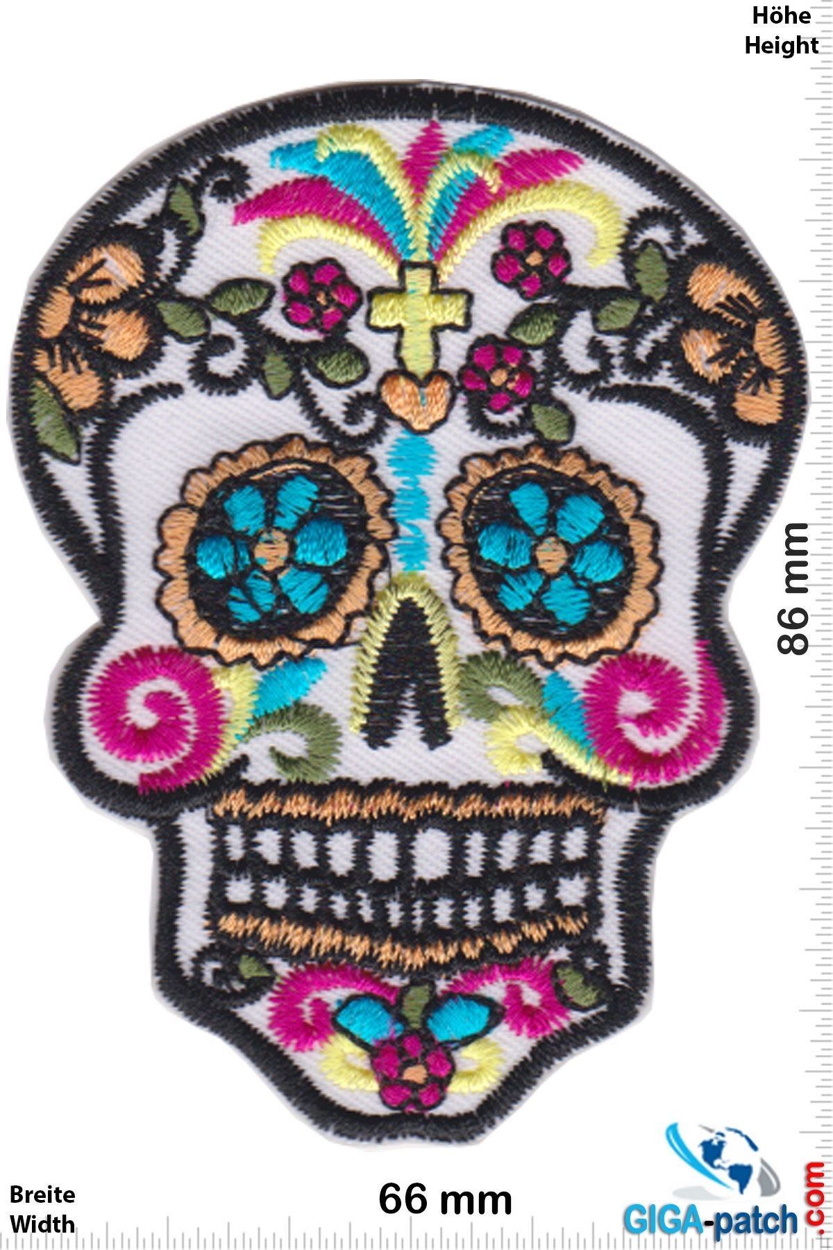 Muerto Skull - Muerto- white with crucifix