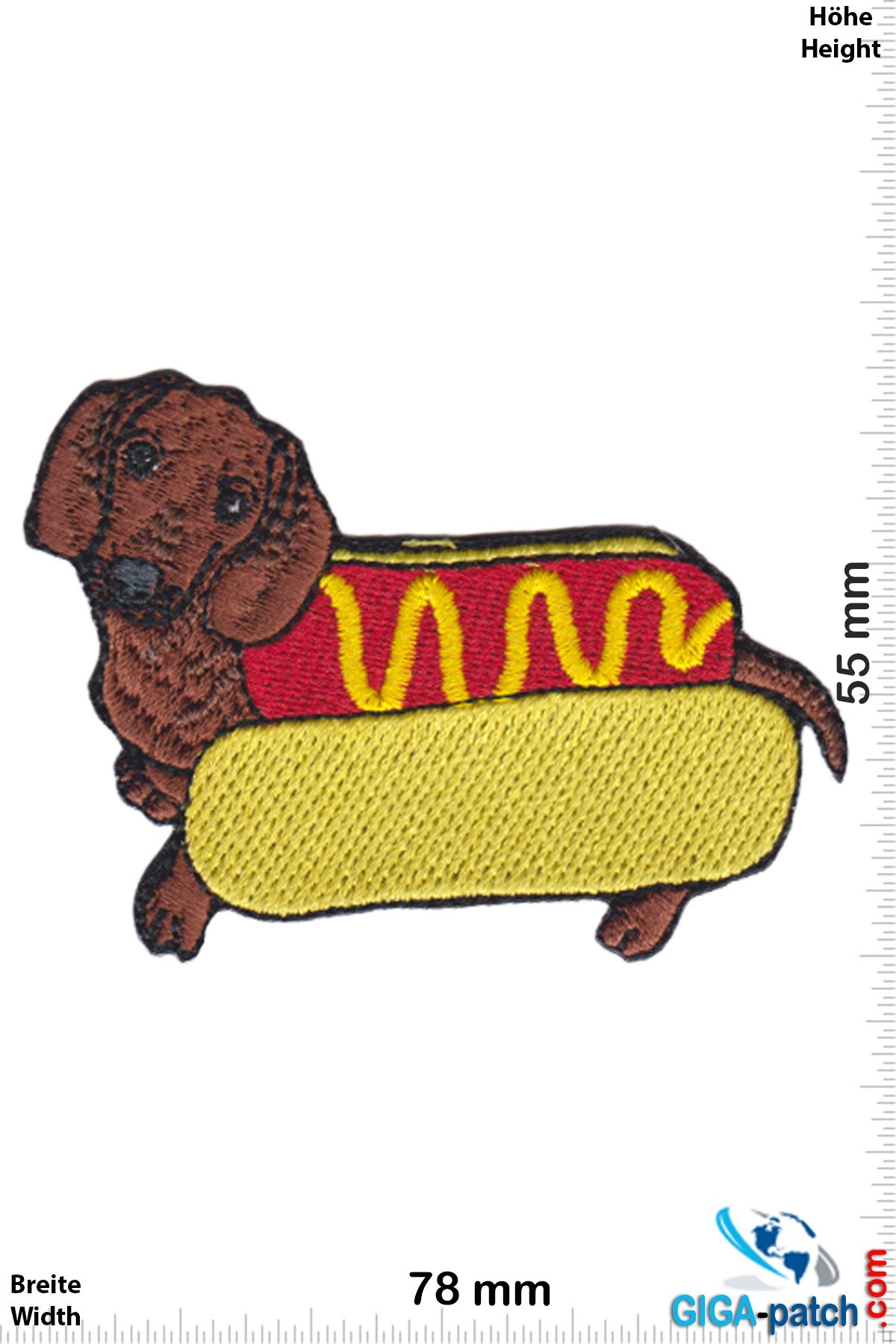 Fun - Hot Dog - Dackel- Patch- Aufnäher" - Aufnäher Shop / Patch - Shop -  größter weltweit - Patch Aufnäher Schlüsselanhänger Aufkleber