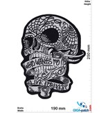 Cafe Racer Skull - Who Wants to Live Forever - 25 cm