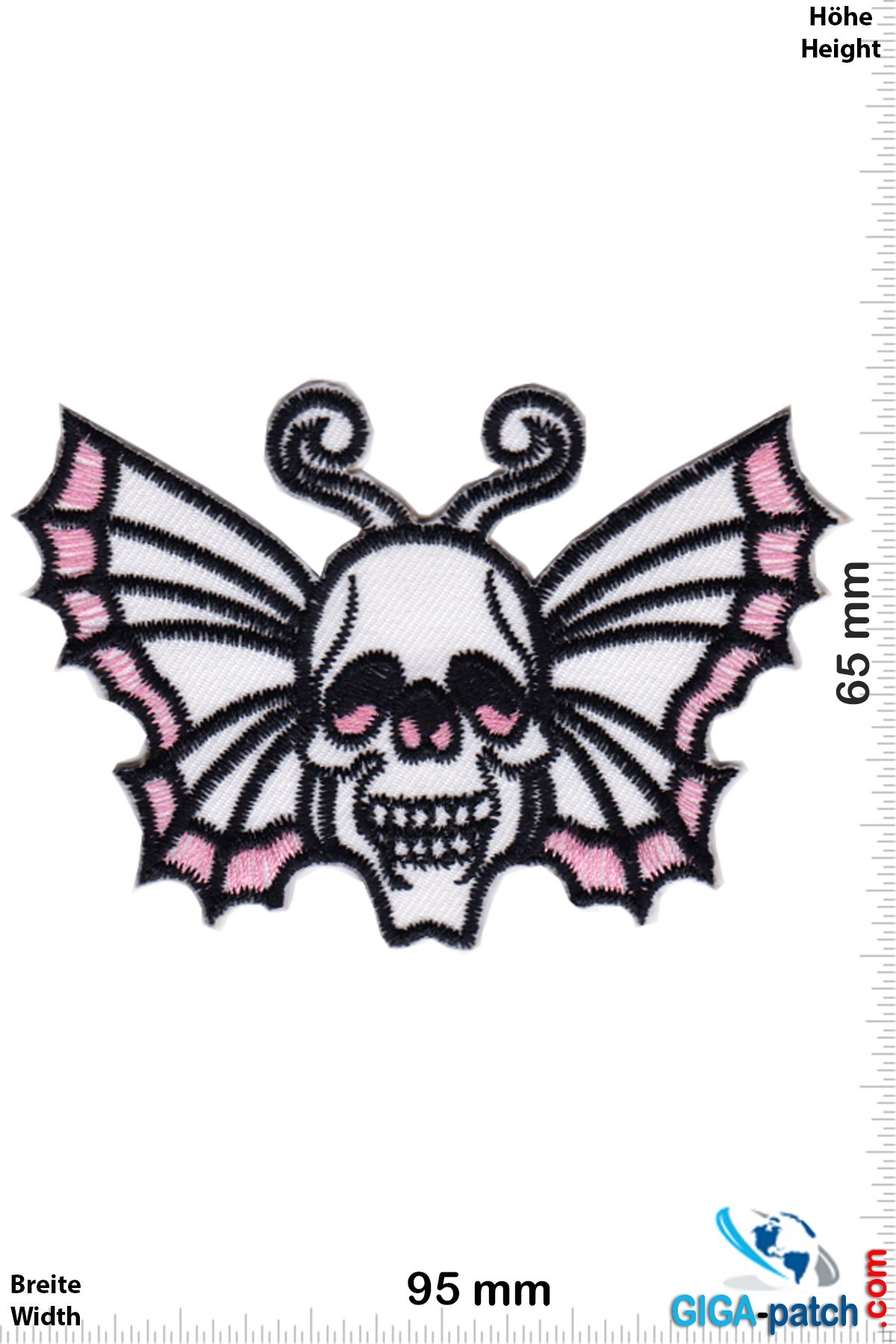 Oldschool Butterfly Skull - white pink