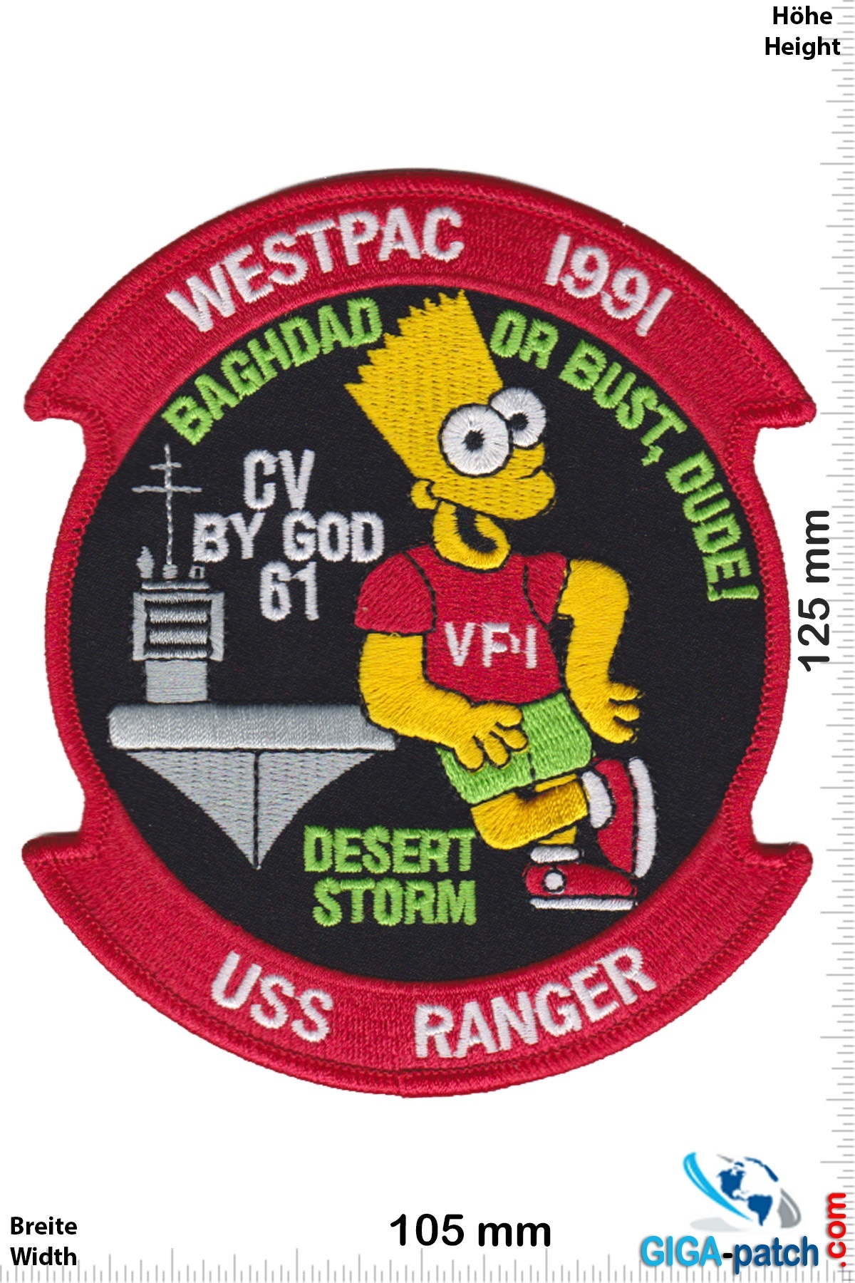 U.S. Navy CV-61 USS RANGER - BART SIMPSON WESTPAC 1991 CRUISE- HQ