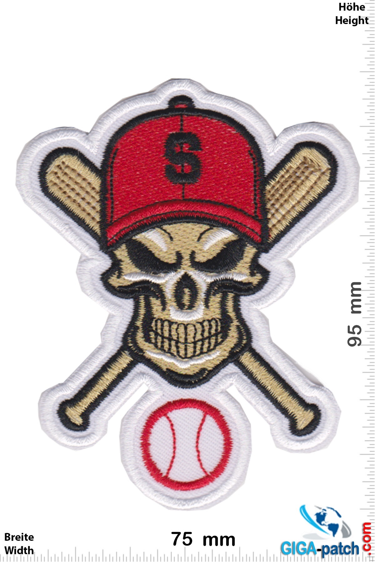 Baseball - Baseball - Skull- Patch - Back Patches - Patch Keychains  Stickers -  - Biggest Patch Shop worldwide