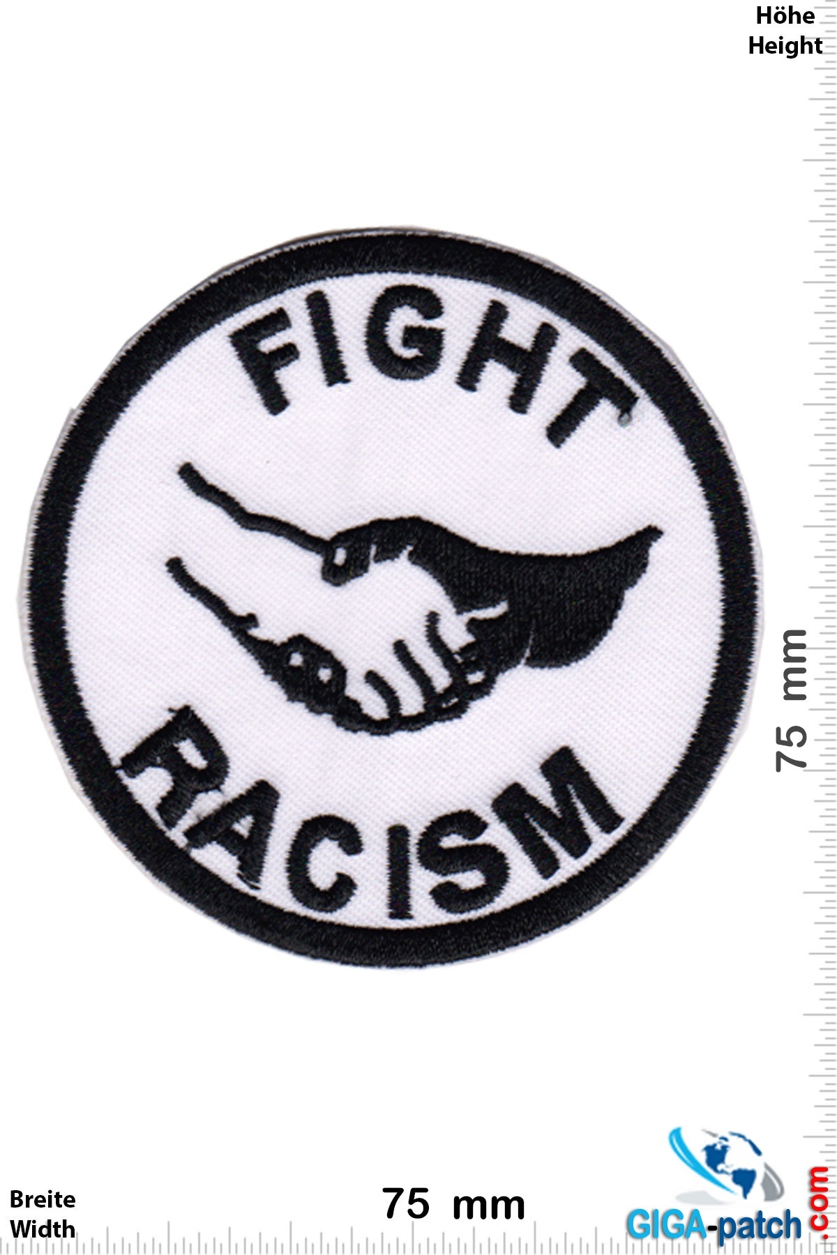 Frieden - Fight Racism- Patch- Aufnäher