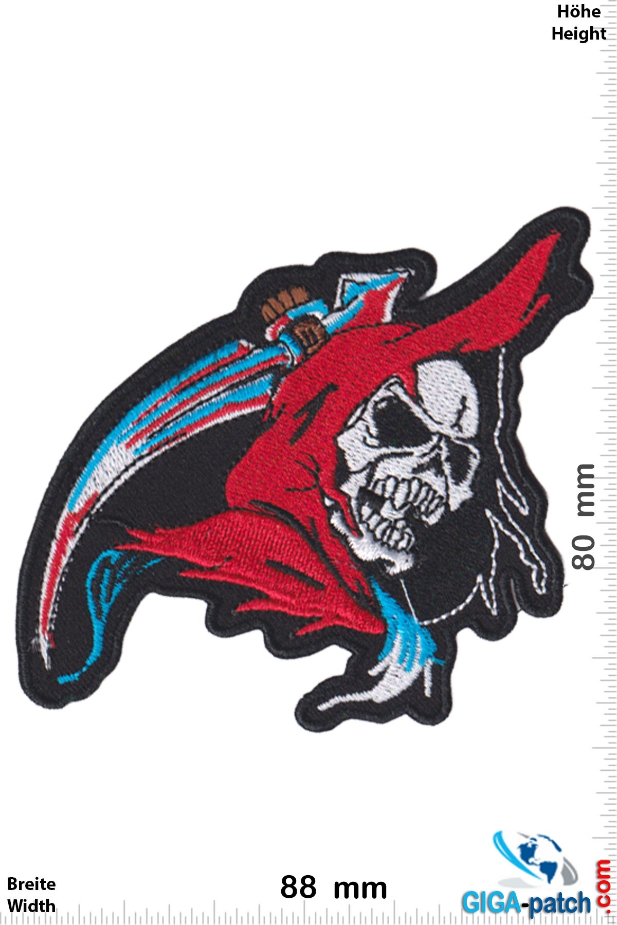 Totenkopf Sensenmann - Grim Reaper - red blue