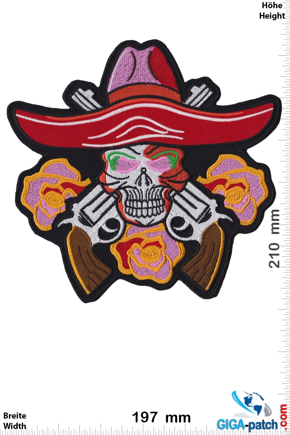 Totenkopf Cowboy Skull - Guns  Rose -21 cm