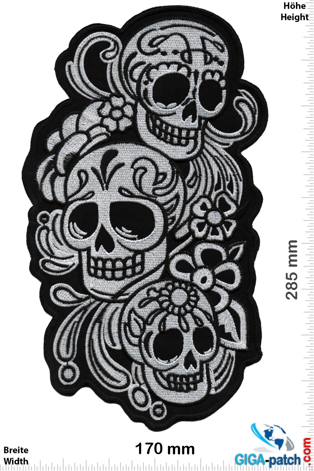 Muerto Skull - 3 Muerto  - silver black -  28 cm