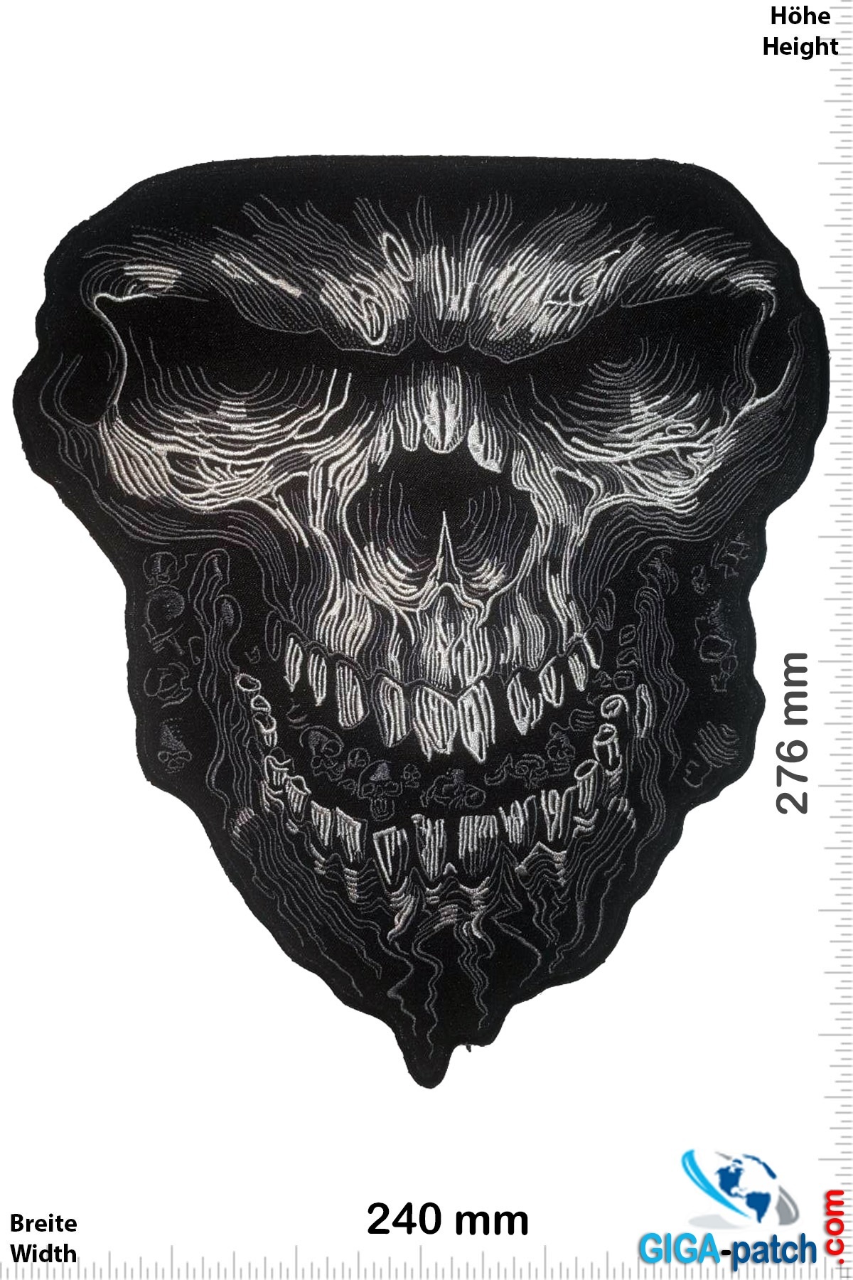 Totenkopf - Totenkopf Skull Ghost -27 cm- Patch- Aufnäher - Aufnäher Shop  / Patch - Shop - größter weltweit - Patch Aufnäher Schlüsselanhänger  Aufkleber