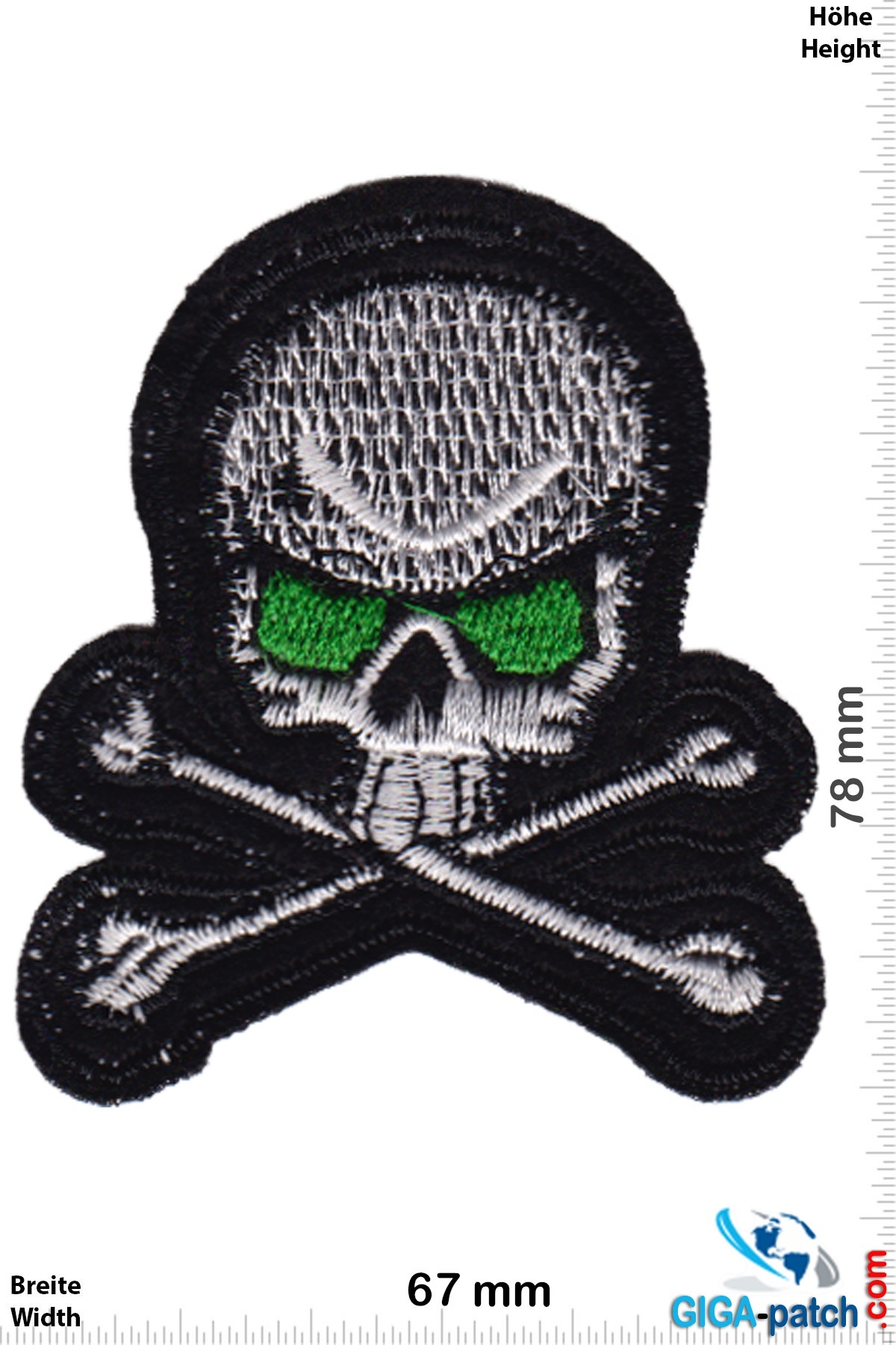 Totenkopf Skull -  green eyes