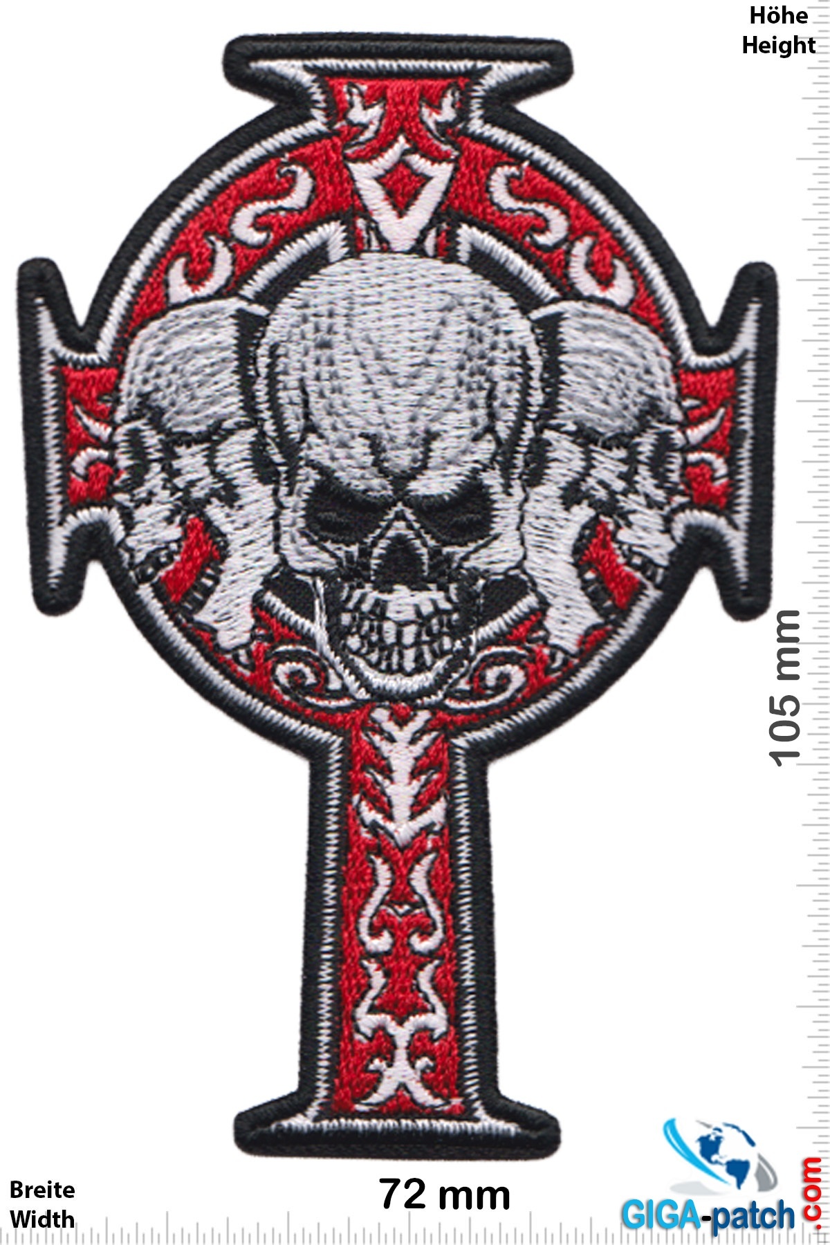 Totenkopf - Skull - cross - crucifix- Patch - Back Patches - Patch  Keychains Stickers -  - Biggest Patch Shop worldwide