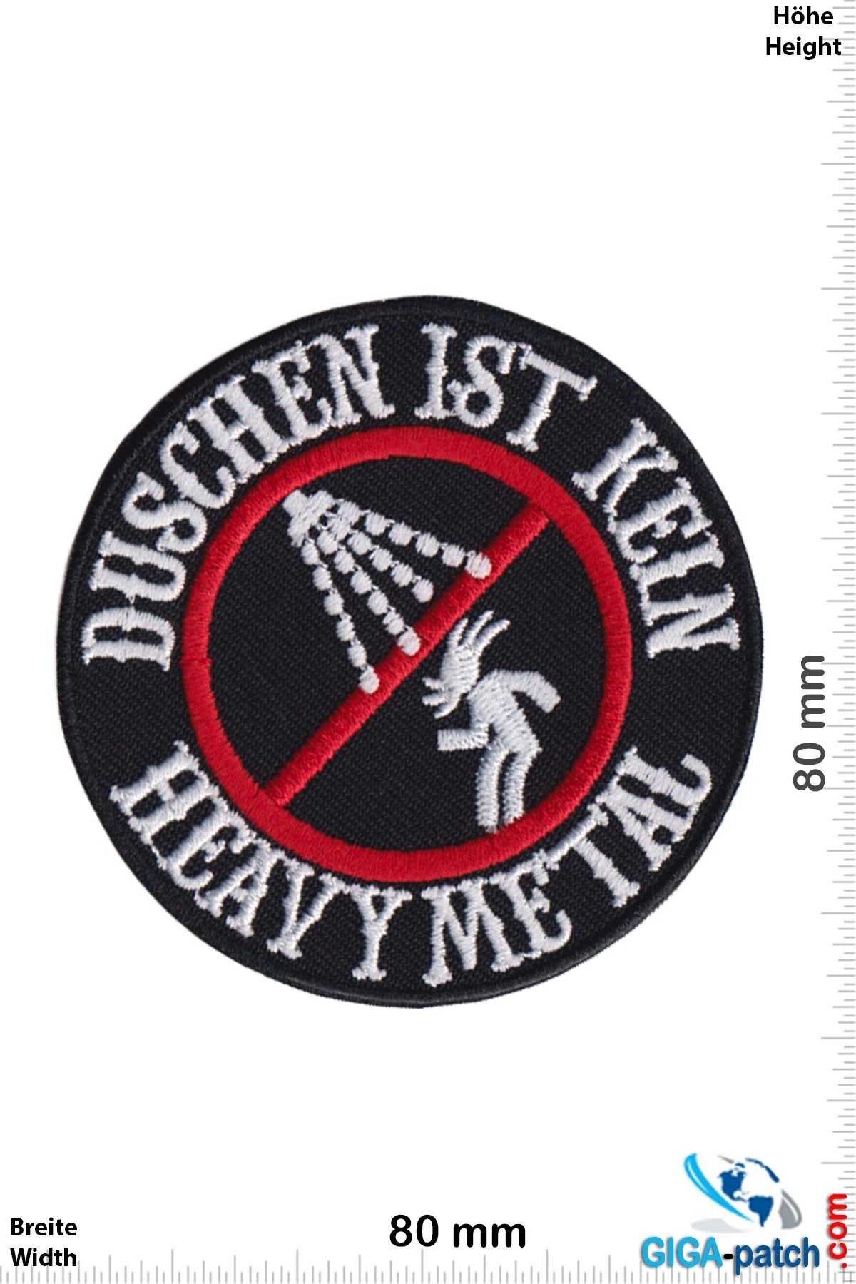 Heavy Metal - Duschen ist kein Heavy Metal - - Patch- Aufnäher - Aufnäher  Shop / Patch - Shop - größter weltweit - Patch Aufnäher Schlüsselanhänger  Aufkleber