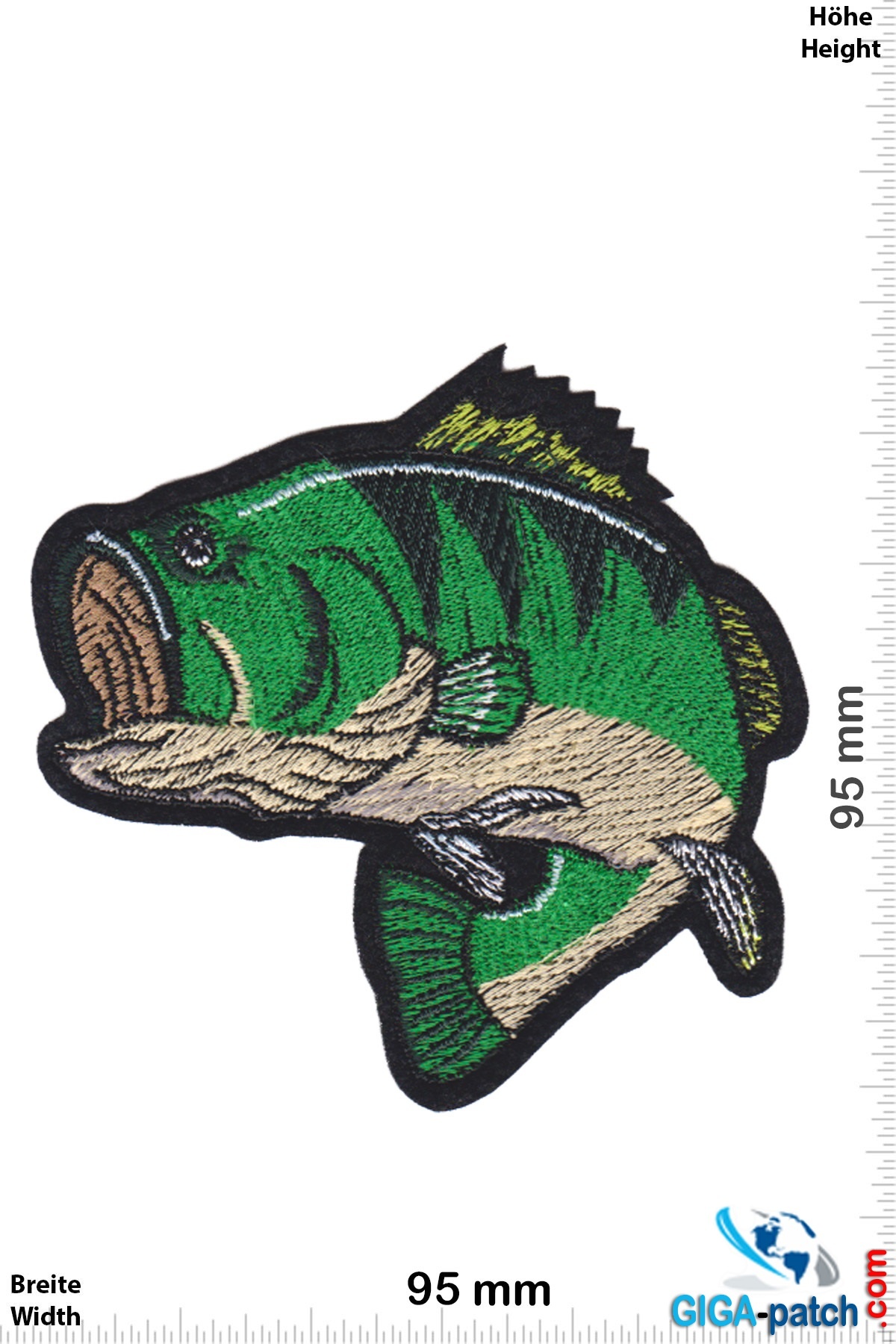 Fisch - Barsch - Angeln Fischen - grün- Patch- Aufnäher