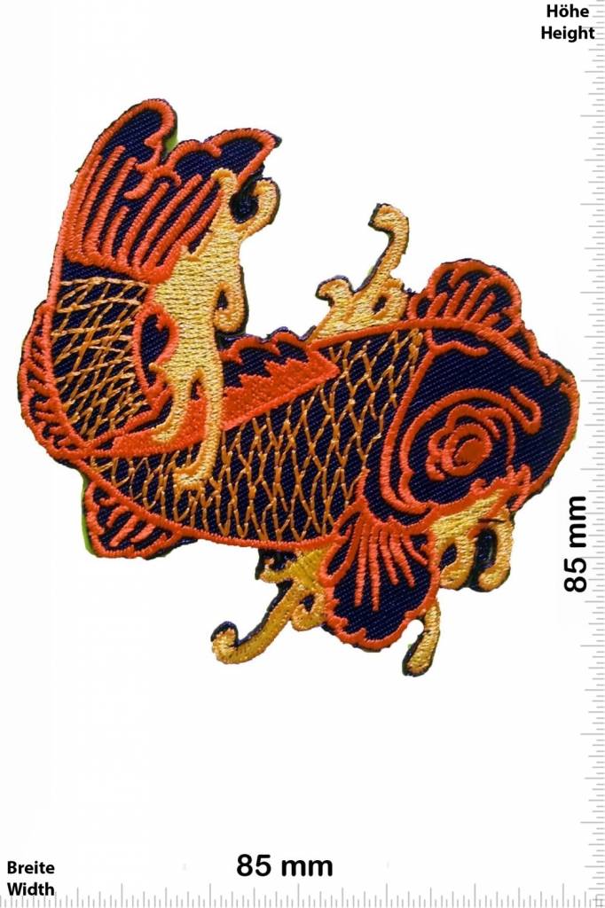 Fisch, Poisson, Fish Fish / Fisch - orange - left / links  Patch Oldschool