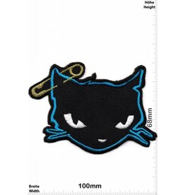 Oldschool Cat - Cat with safety pin - blue
