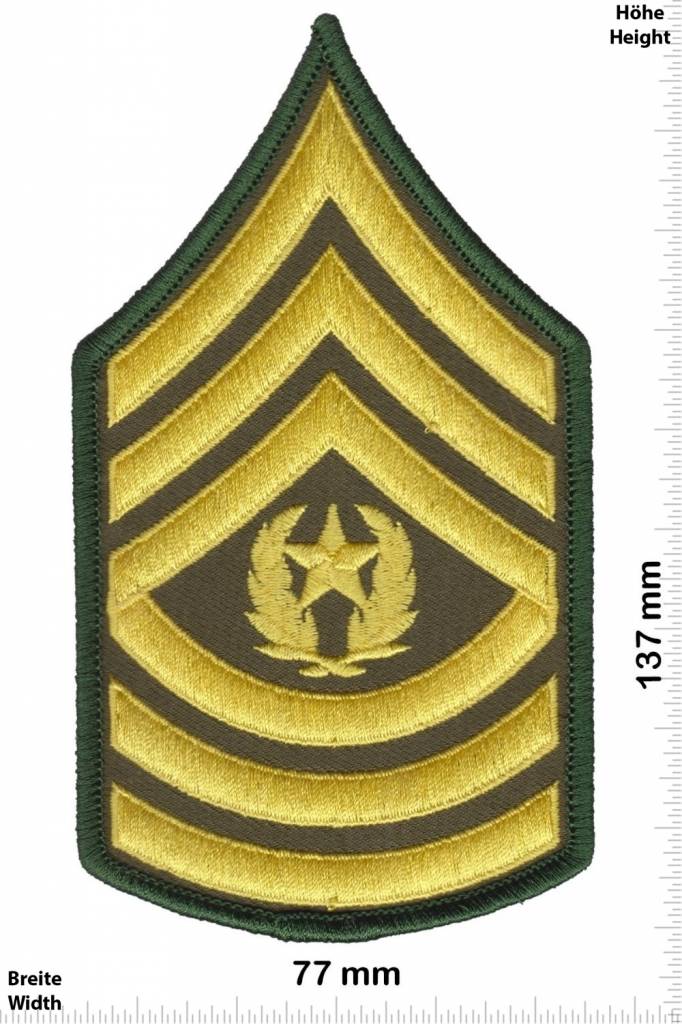 Sergant Command Sergeant Major - 3 Streifen - gold - BIG - mit Lorbeerkranz