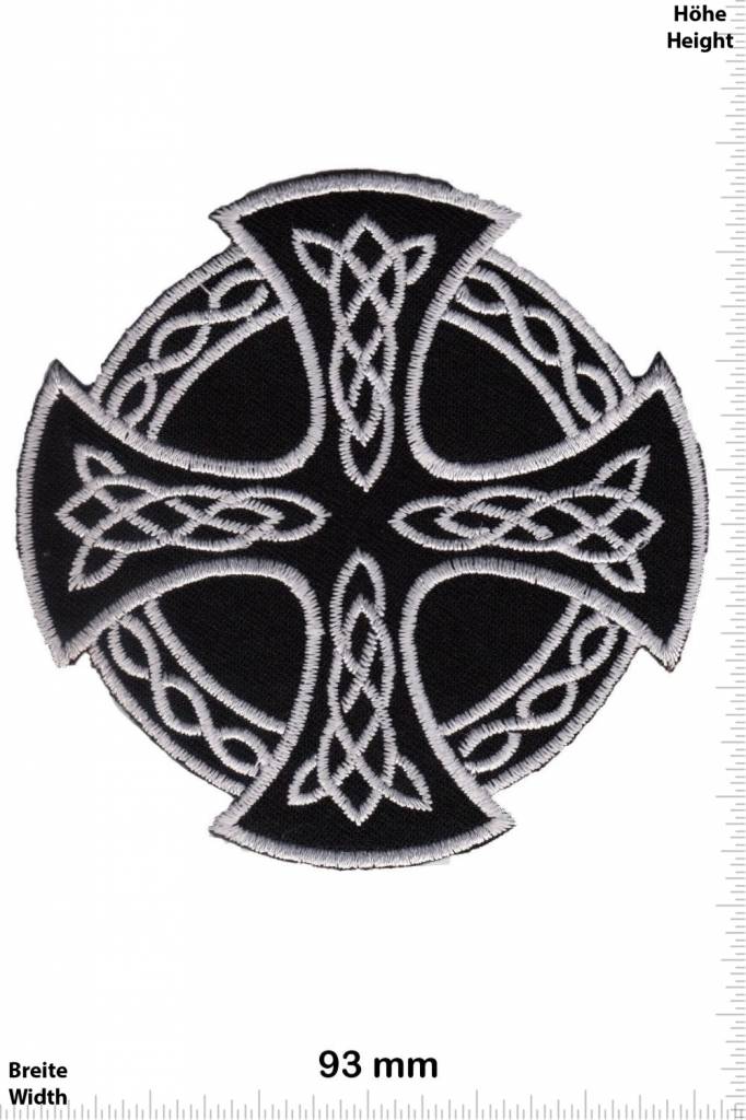 Celtic Kelten Kreuz - silber schwarz - silber schwarz - rund -