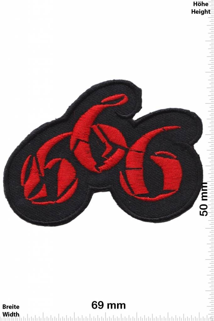 666 666 - rot - rot -  Fun Biker Motorcycle  Kutte -