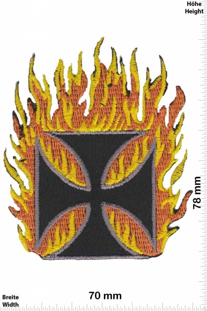 Kreuz Eiserne Kreuz in Flammen - Iron Cross in Flame -  Fun Biker Motorcycle  Kutte -