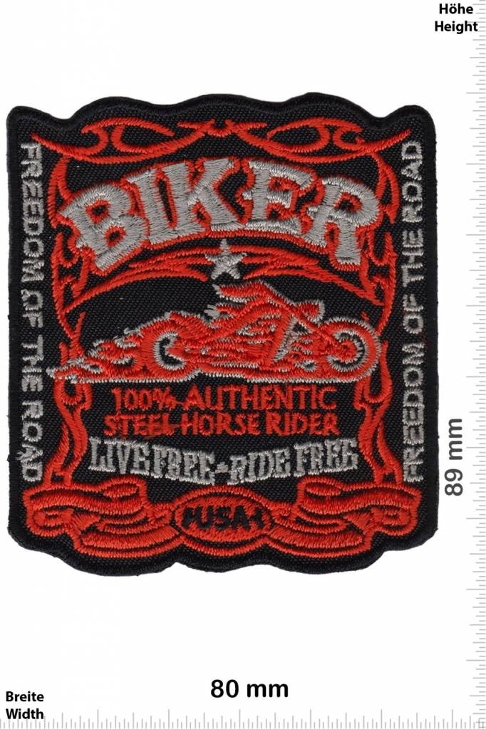 Biker Biker - 100% Authentic - Steel Horse Rider - Reedom of the Road- Live Free Ride Free -  orange - USA